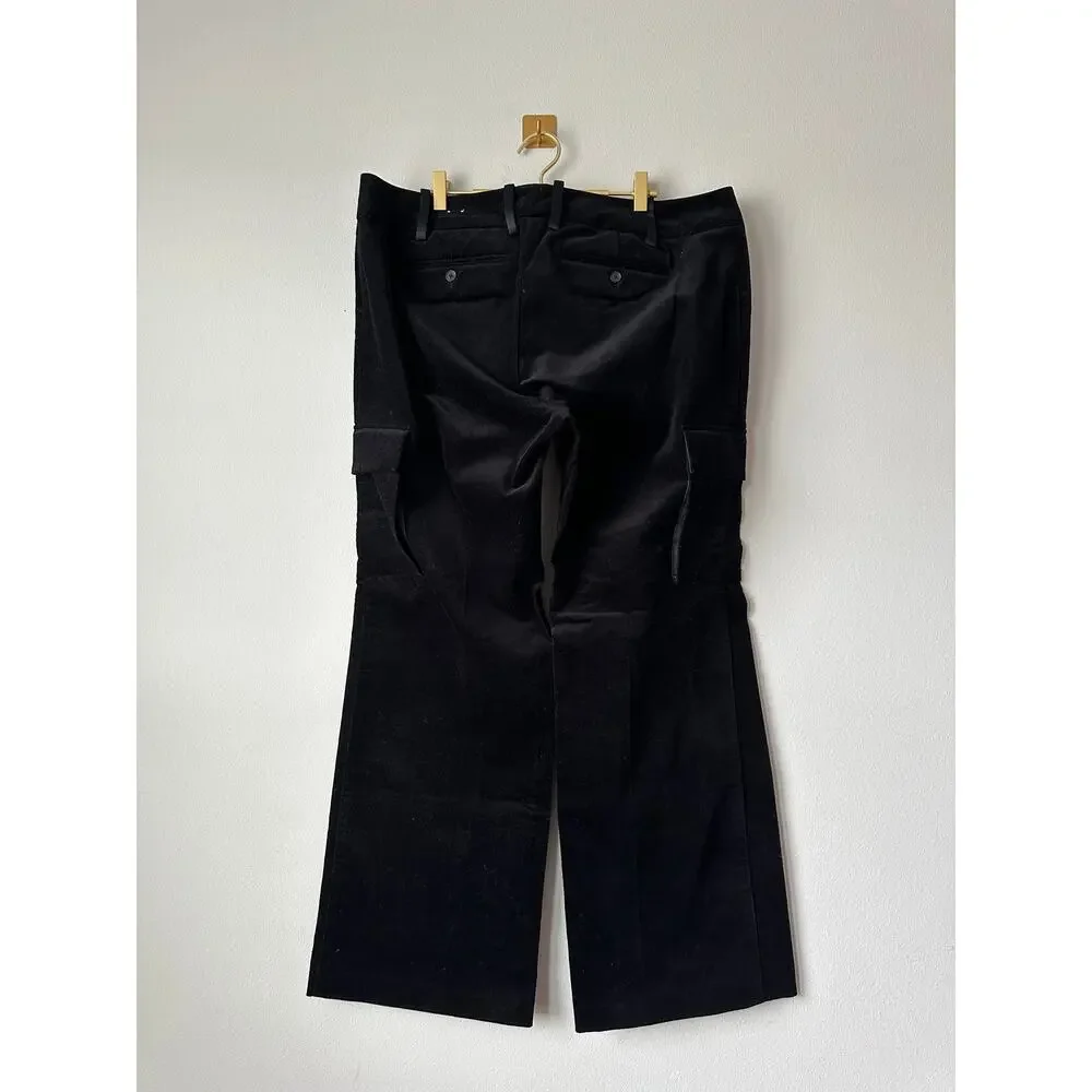 Vintage Y2K Tommy Hilfiger Black Velvet Cargo Pants Size 16 Wide Leg Utility